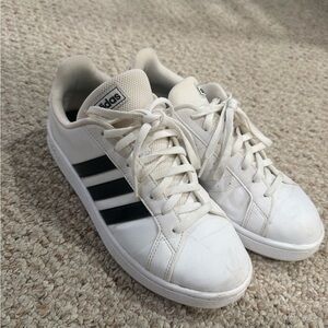 Adidas Classic White and Black Striped Sneakers